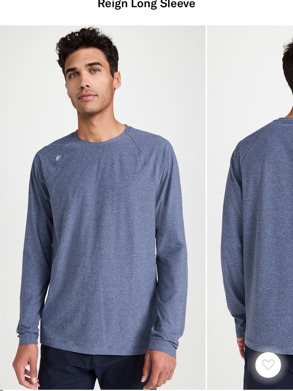 RHONE Reign Long Sleeve Performance Tee - Dark  Grey/Blue